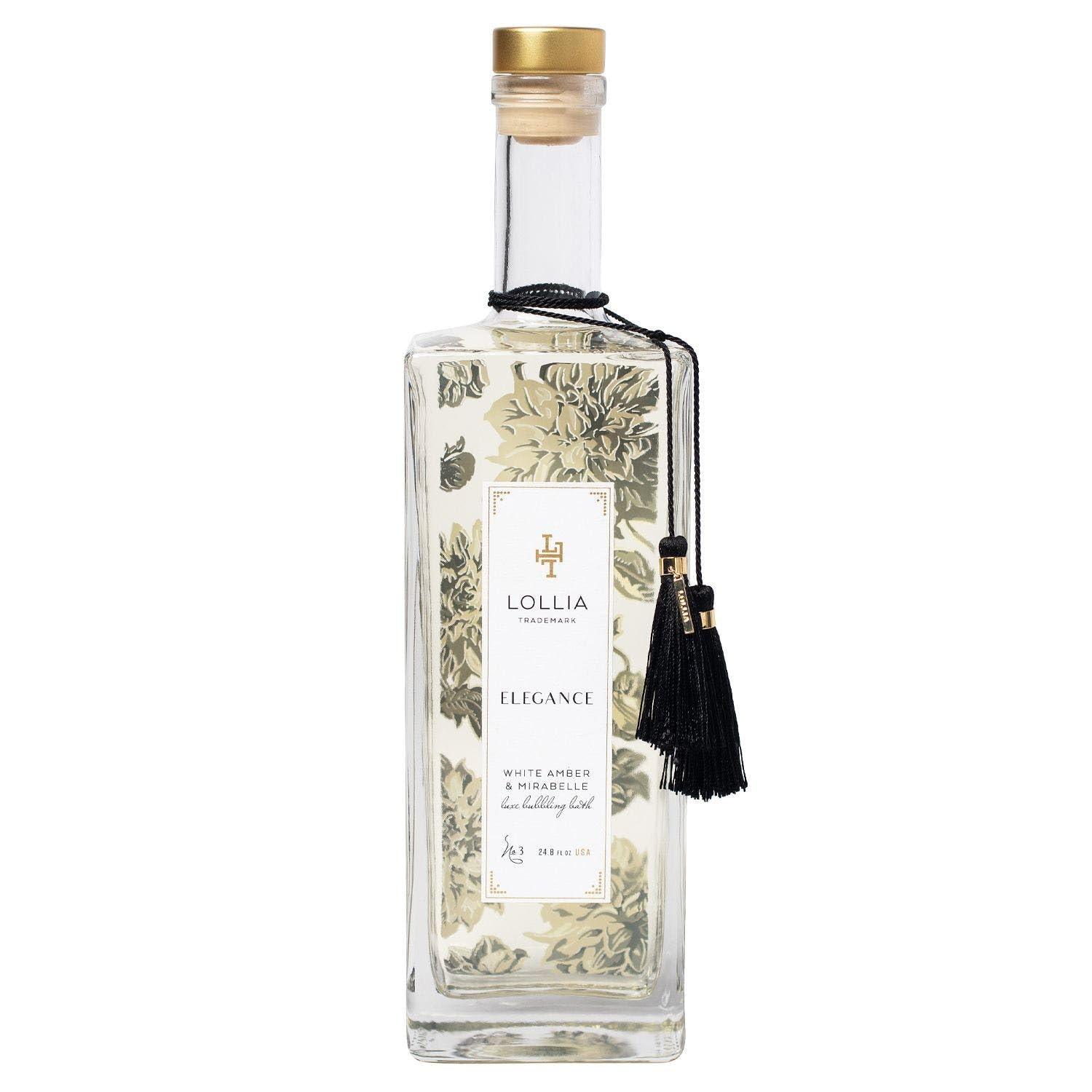 Botella de cristal Lollia Elegance para baño, diseño lujoso y premium