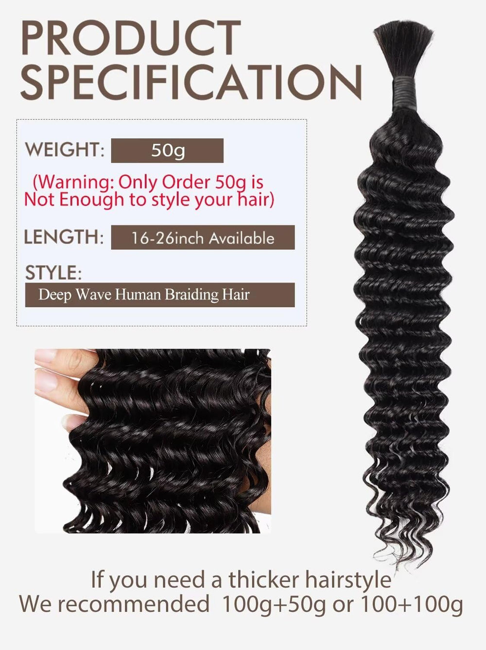 LOLLY HAIR cabello virgen brasileño 10A, textura suave para trenzas.