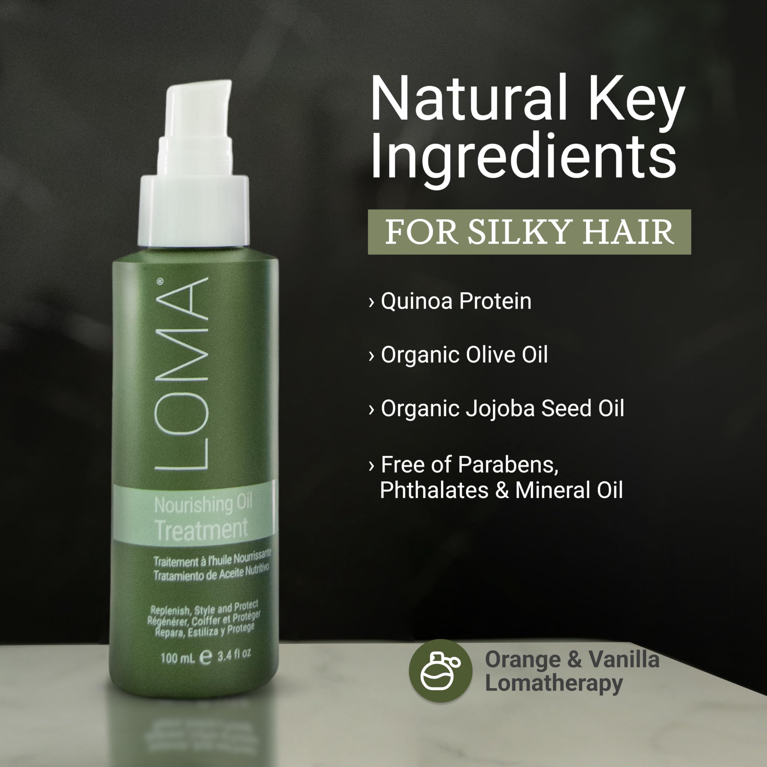 Loma huile d'olive nourrit cheveux et peau en profondeur.