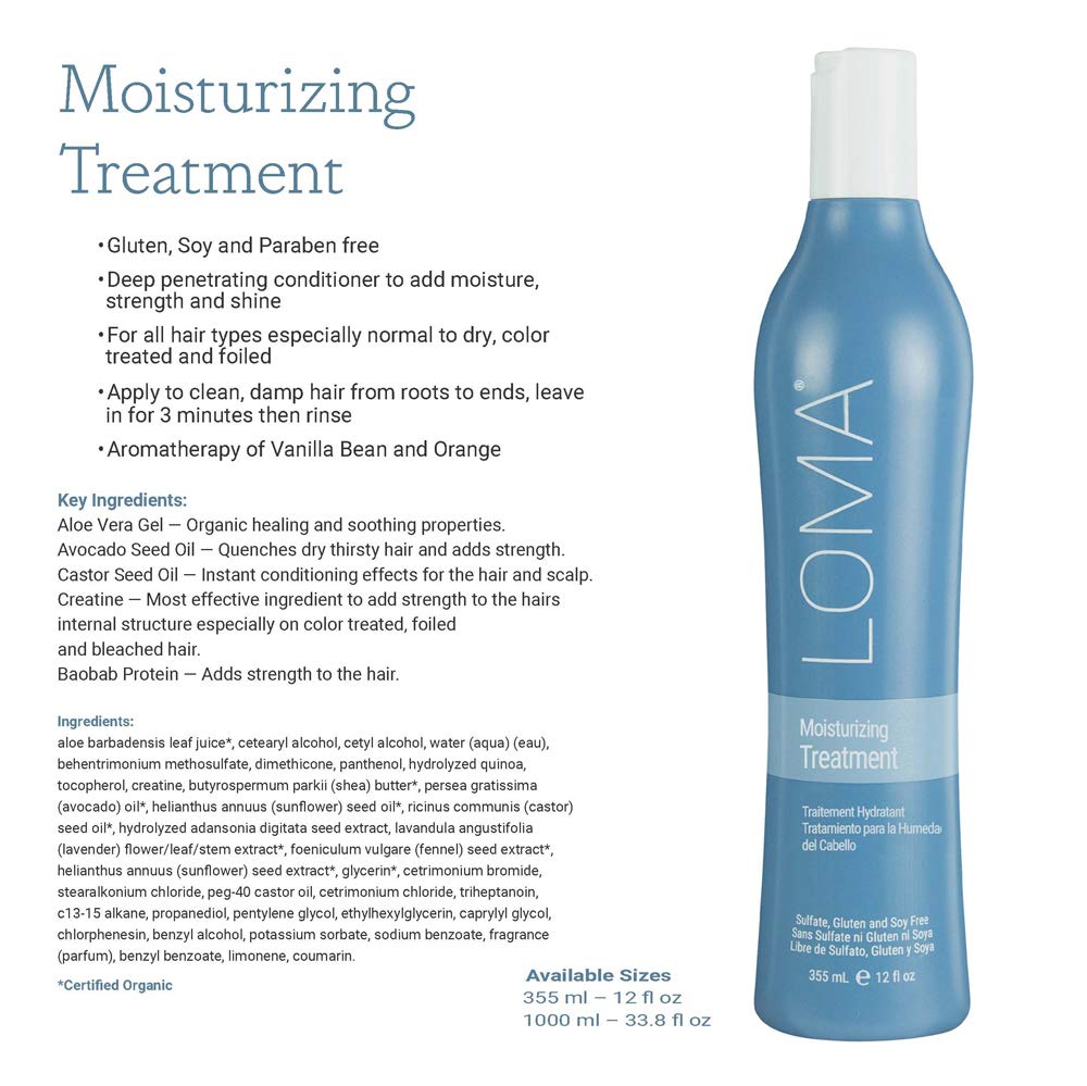 Loma ingrédients avocat et huile nourrissante pour les cheveux.