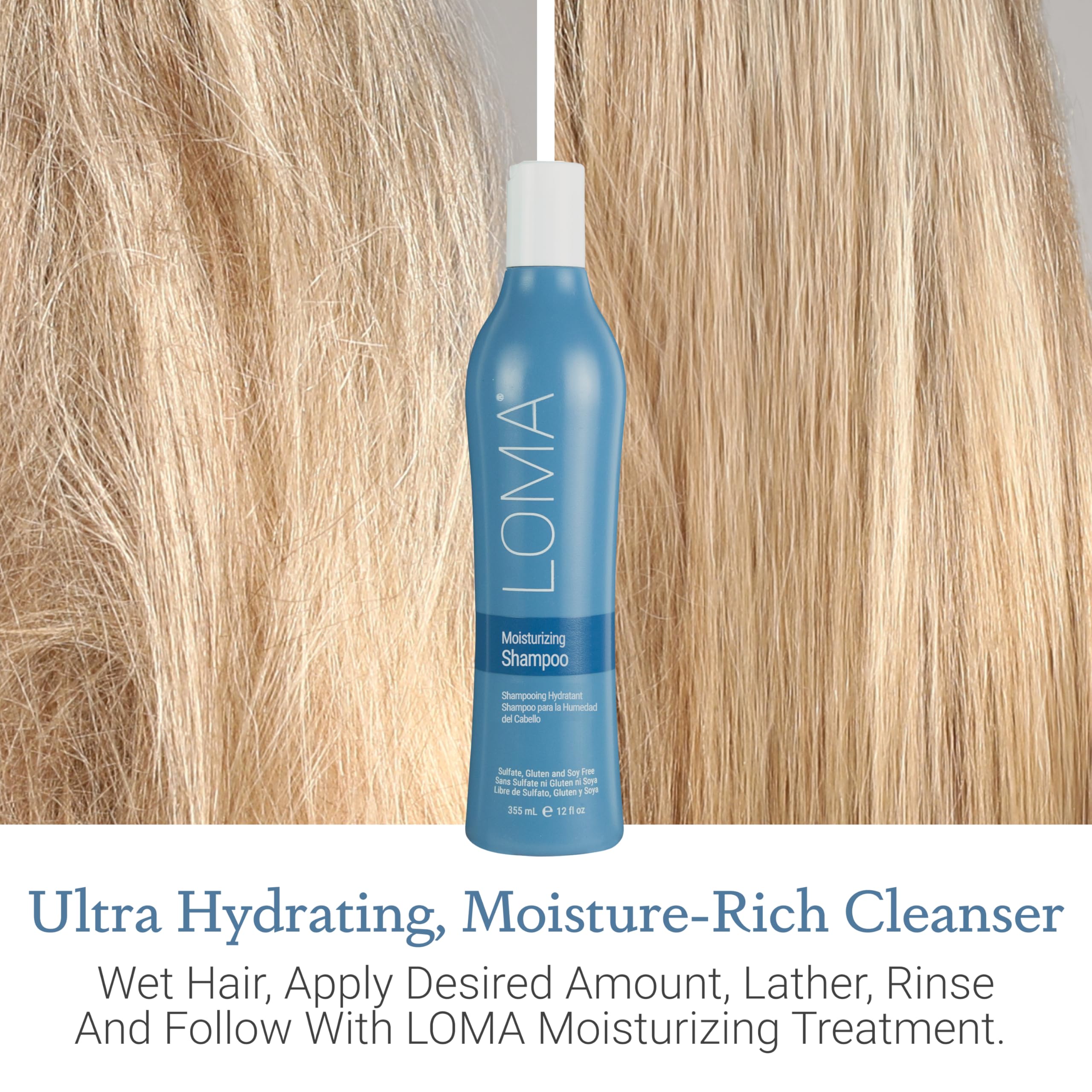 LOMA Shampoing Hydratant – cheveux lavés paraissent plus doux et souples.