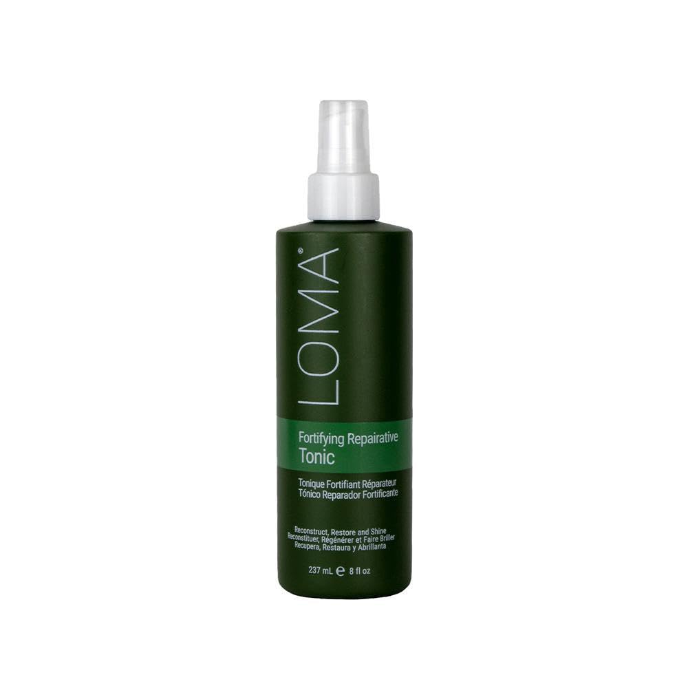Loma Tonico Fortificante Reparador, vertido en botella, aporta brillo natural.
