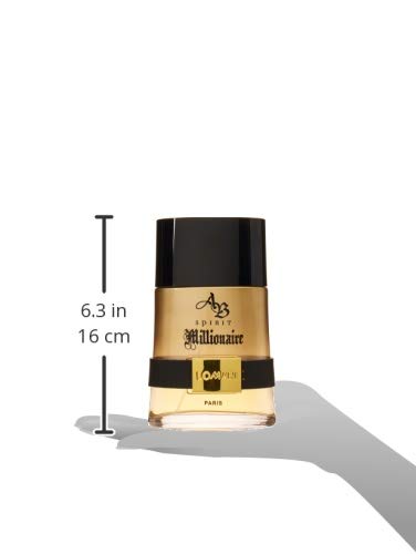 Lomani AB Spirit Millionaire bottle close-up, rich vanilla and amber warmth.