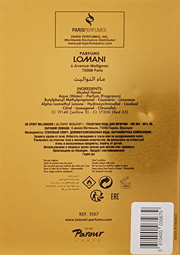 Lomani AB Spirit Millionaire packaging box, premium presentation for gifting or personal treat.