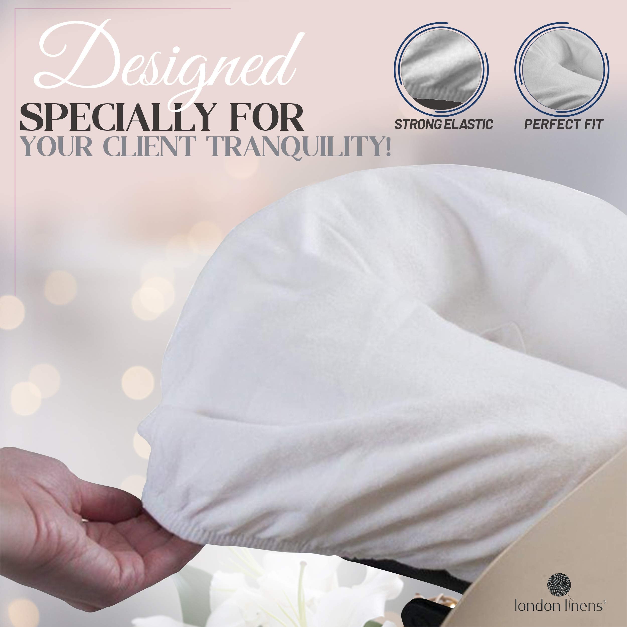 Cuidado y lavado fáciles: funda London Linens para reposacabezas, blanco.