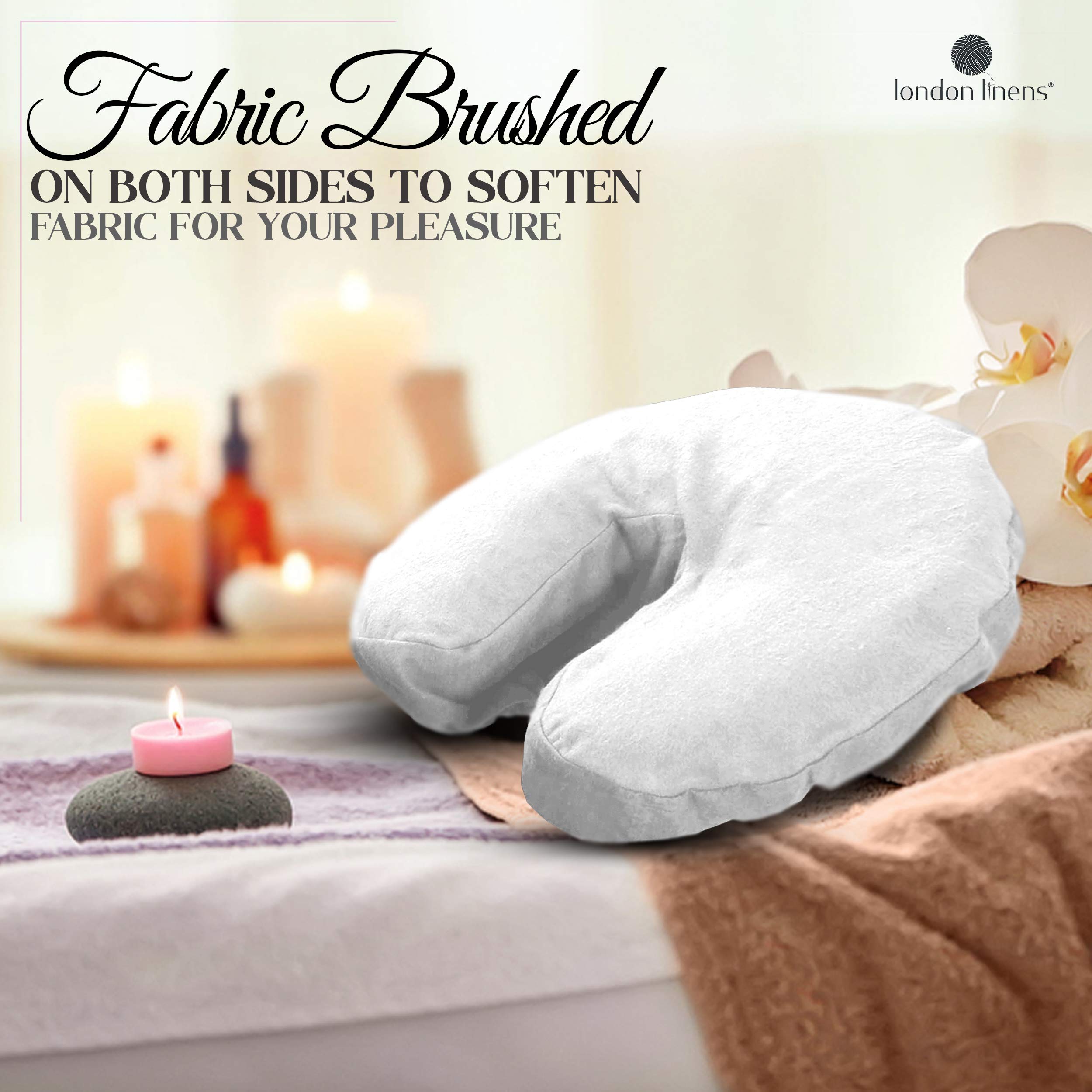 Mesas de masaje compatibles: funda para reposacabezas London Linens, blanco.