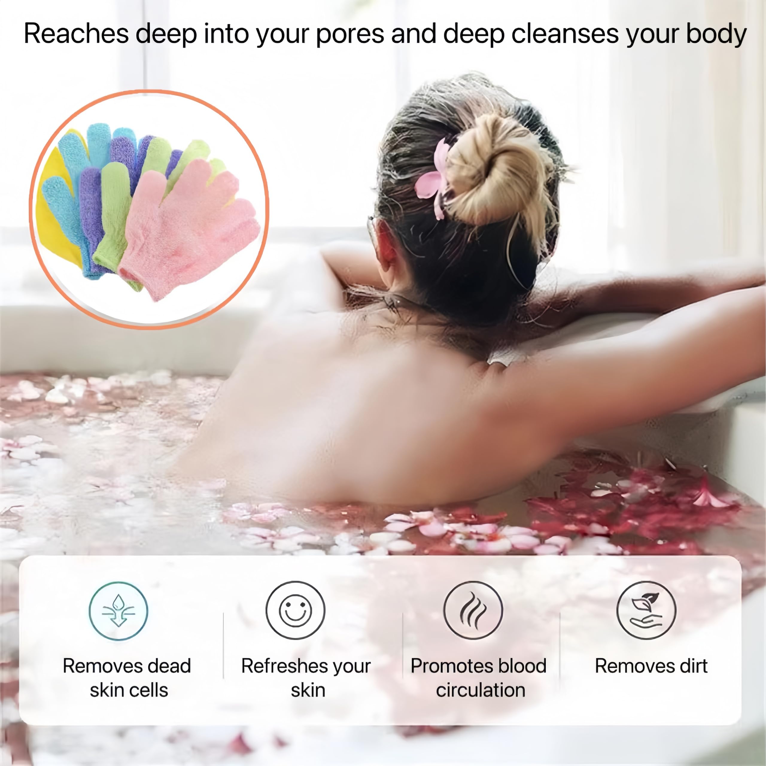 Longco guantes exfoliantes para ducha: ajuste automático para manos de todos los tamaños