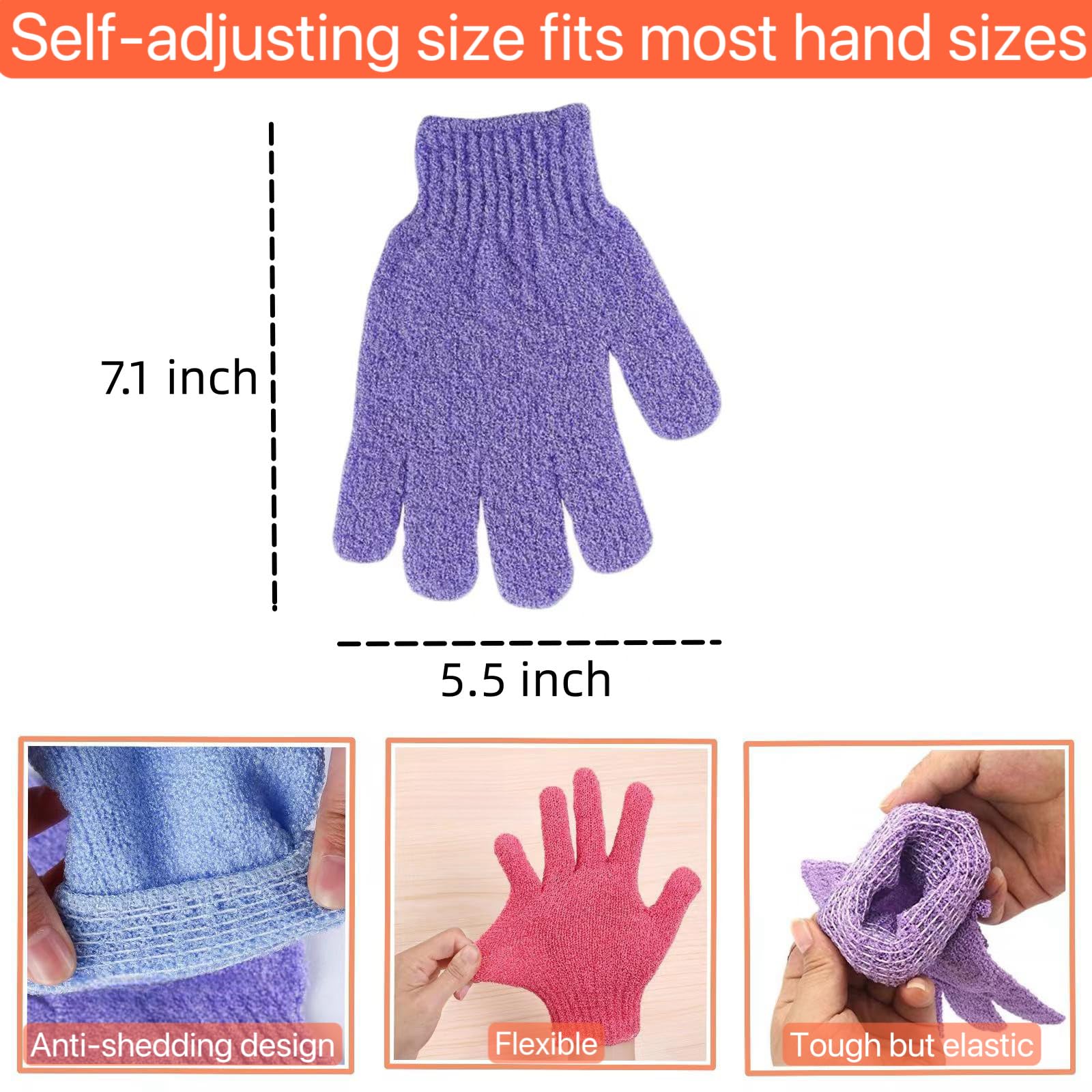 Longco guantes exfoliantes para ducha: masaje suave y exfoliación uniforme