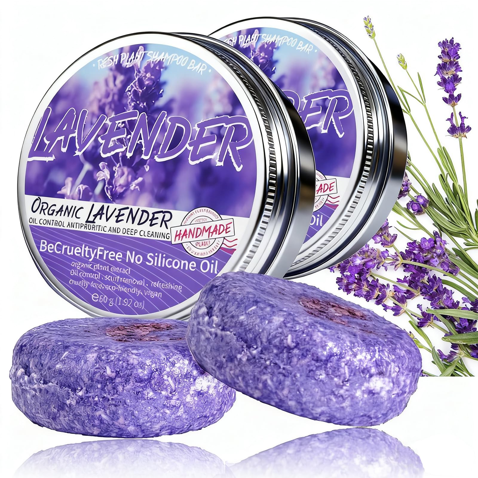 Barra de champú Loobexery para cabello gris lavanda hidrata suavemente el cuero cabelludo.