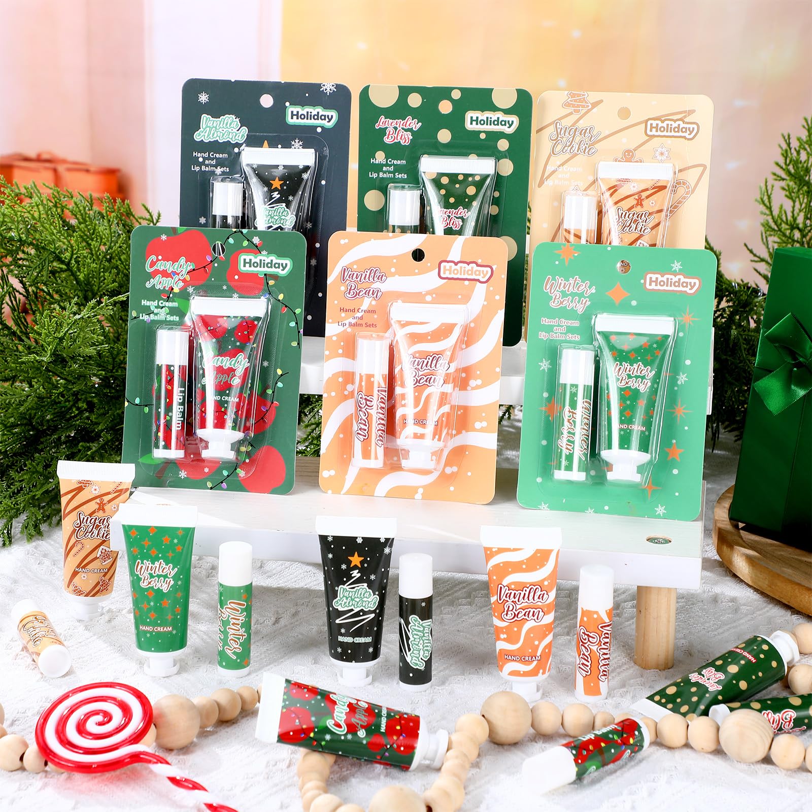 Tamaño compacto y práctico, kit manos y labios para viajar en temporada festiva