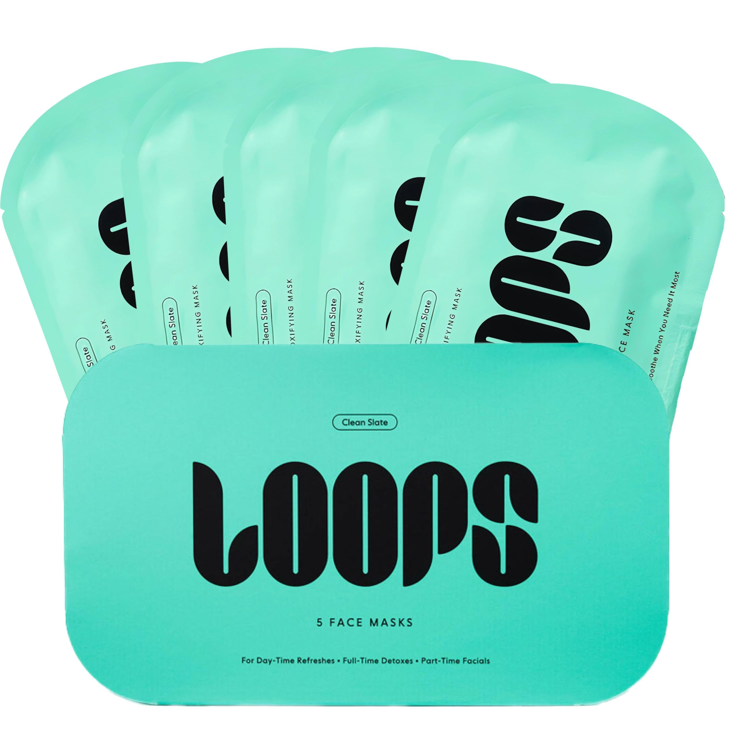 LOOPS CLEAN SLATE mascarilla hidrogelo detoxificante para purificar y revitalizar la piel.