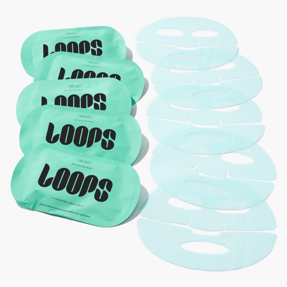 LOOPS CLEAN SLATE textura refrescante al aplicar en el rostro para una sensación calmante.
