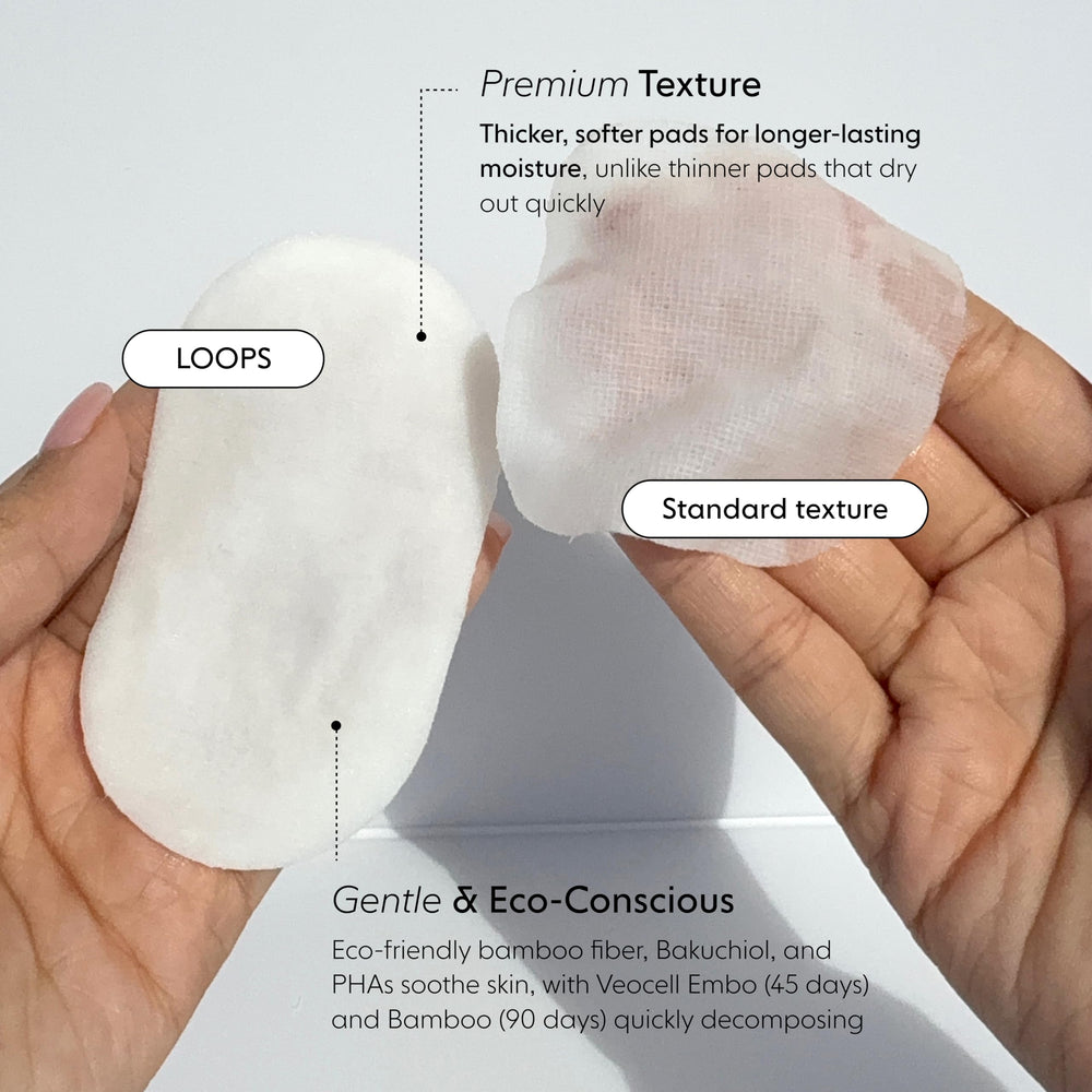 LOOPS disco biodegradables: opción sostenible para cuidado facial.