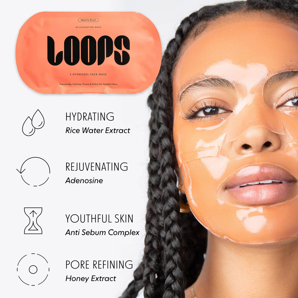 LOOPS reinicio semanal: aplicación en rostro con lado texturizado para mejor adherencia