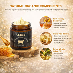 Lopeie grass-fed beef tallow face moisturizer applied on skin