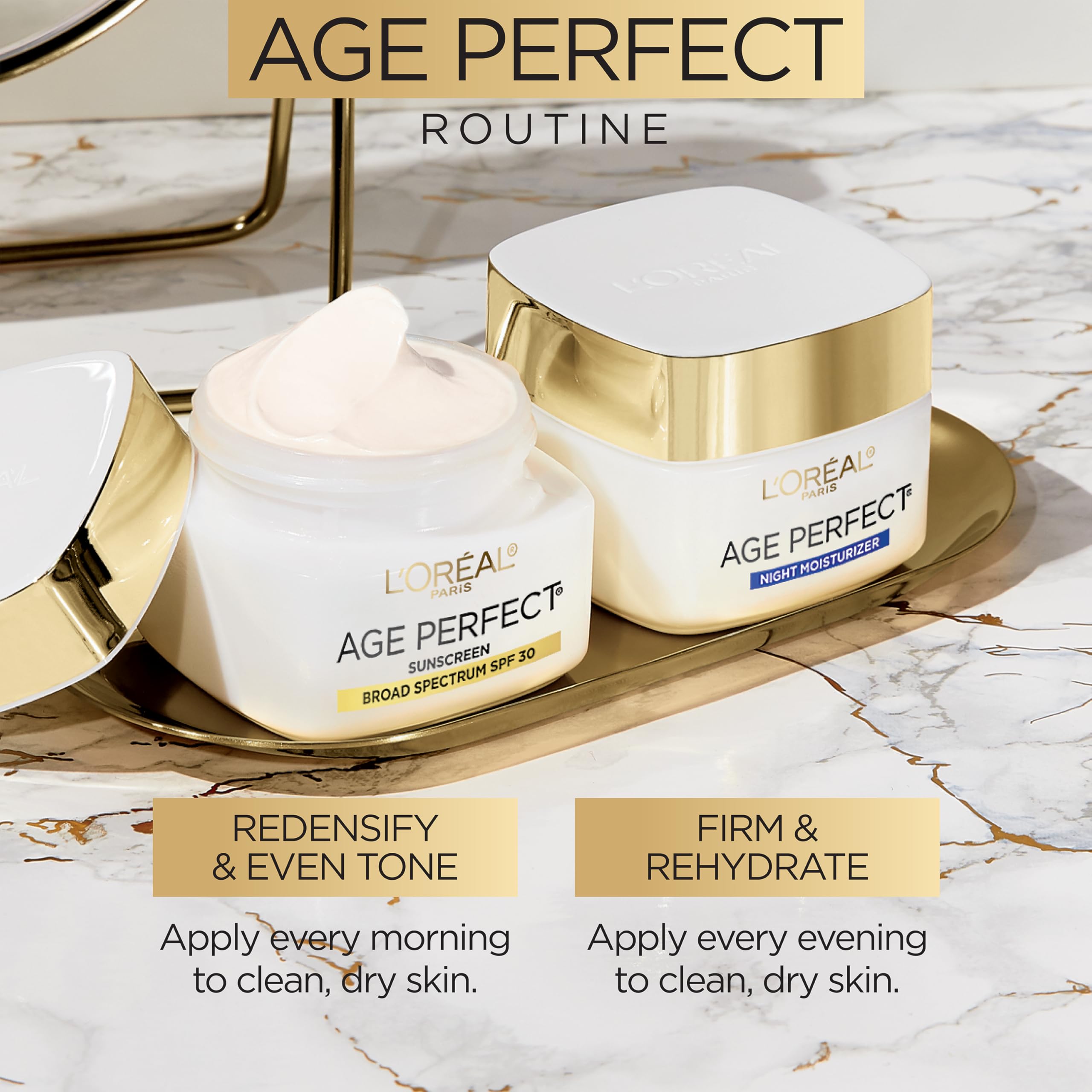Absorción rápida de la crema de noche de L'Oréal Paris Age Perfect.