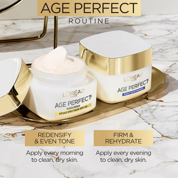 Absorción rápida de la crema de noche de L'Oréal Paris Age Perfect.