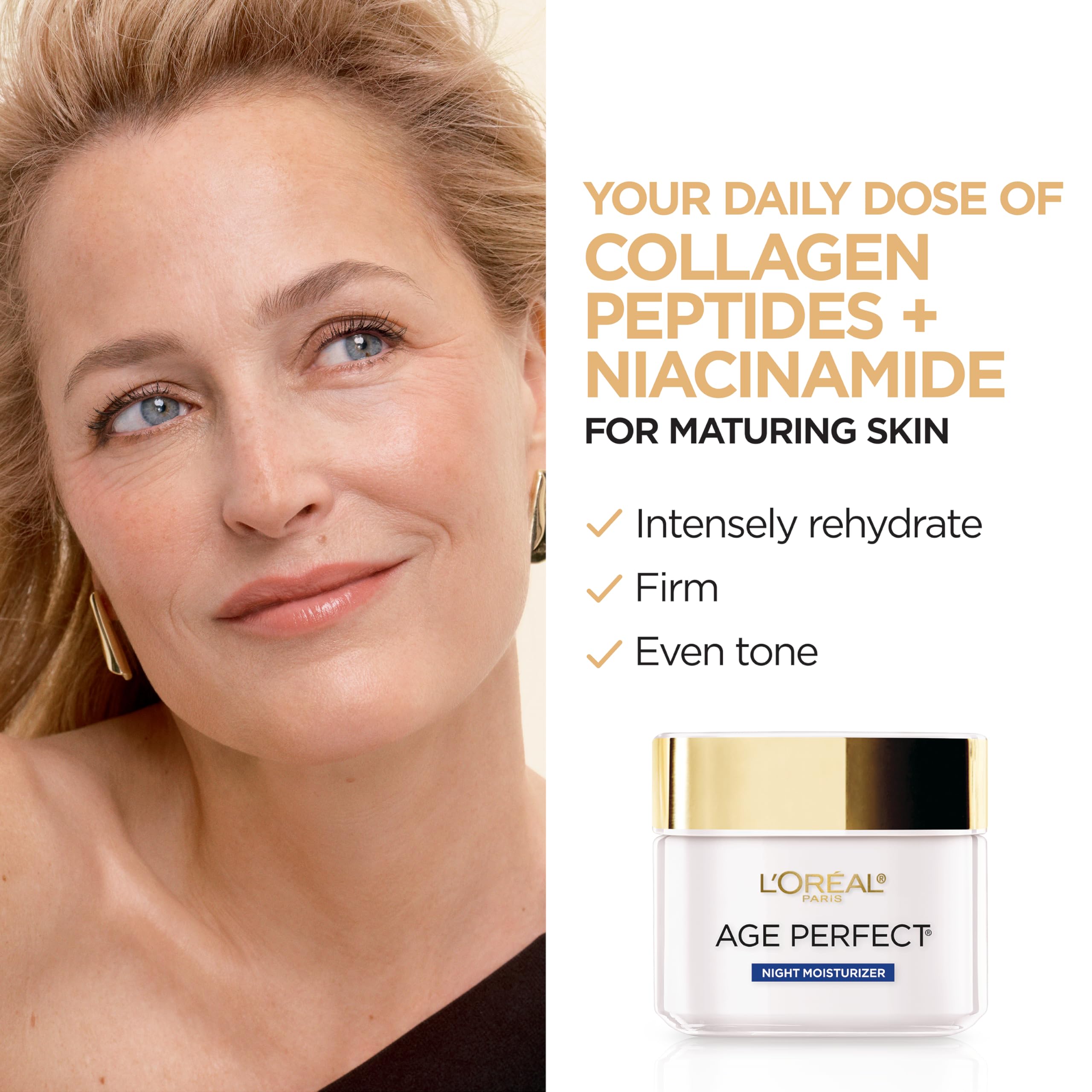 L'Oréal Paris Age Perfect con Niacinamida para tono más uniforme.
