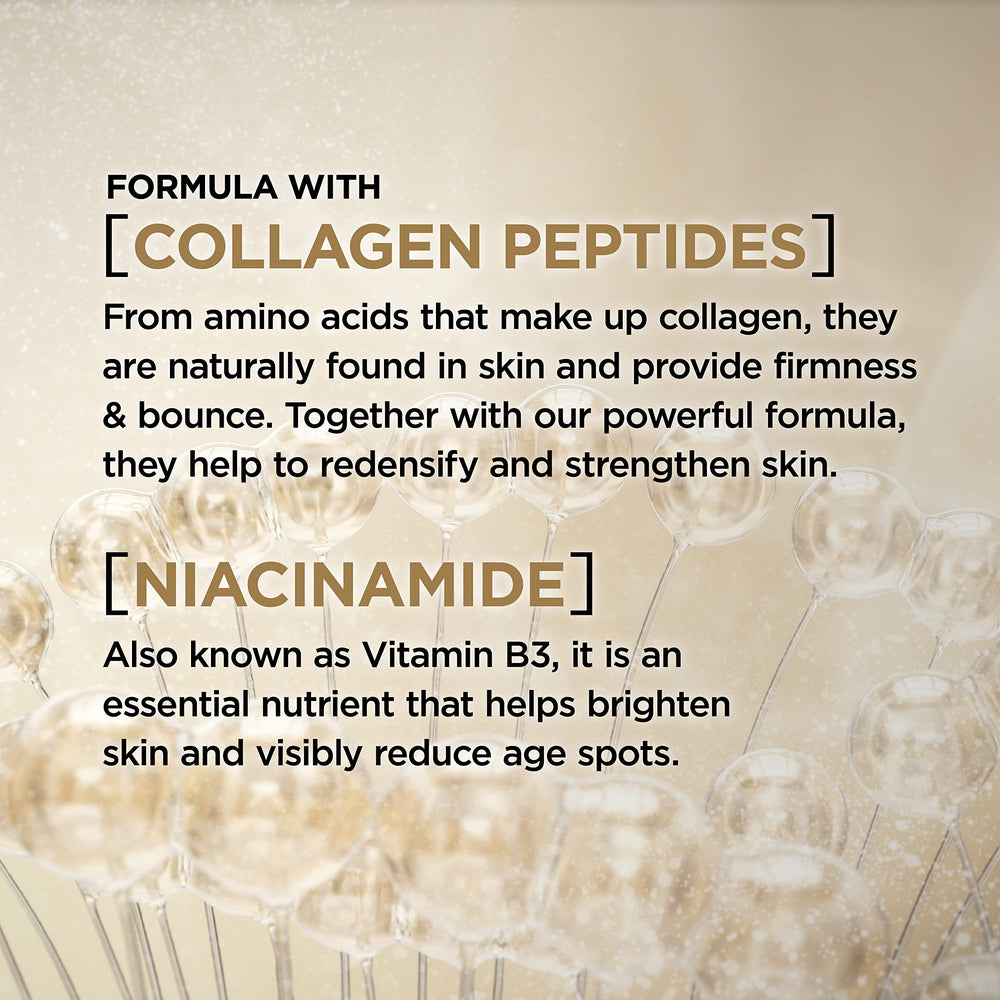 Peptidos de colágeno en la fórmula Age Perfect para firmeza de la piel.