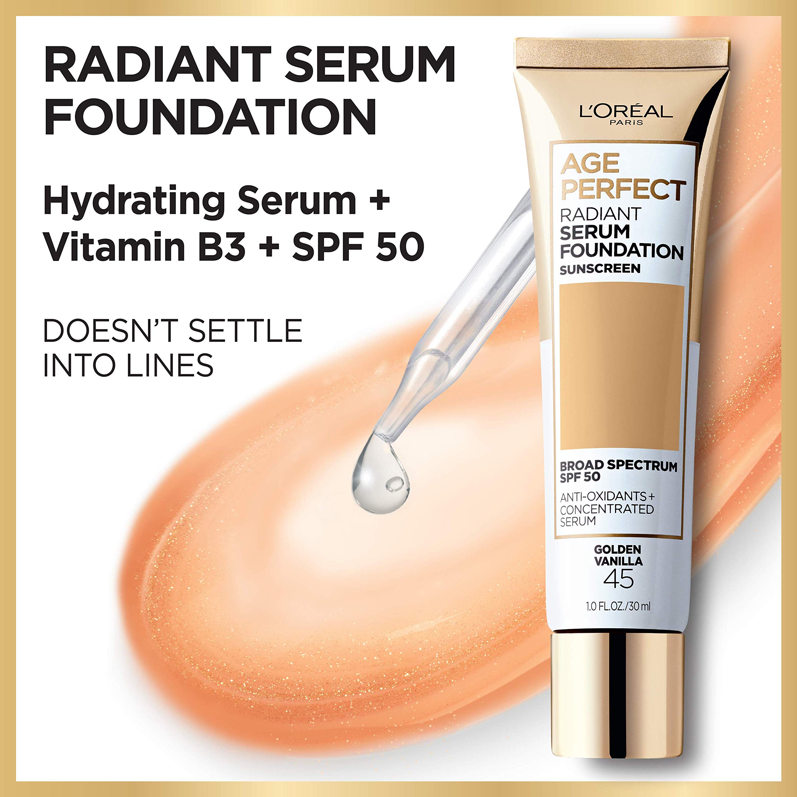 Empaque y etiqueta detallados de Age Perfect con SPF 50.