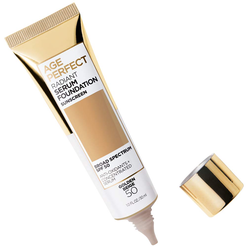 L'Oreal Paris Age Perfect Radiant Serum Foundation con SPF 50, textura ligera y natural