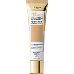 L Oreal Paris Age Perfect Serum Foundation frasco con SPF 50 para piel madura