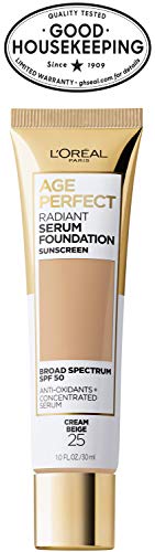L’Oréal Paris Age Perfect Serum Radiante, acabado iluminado en el rostro.