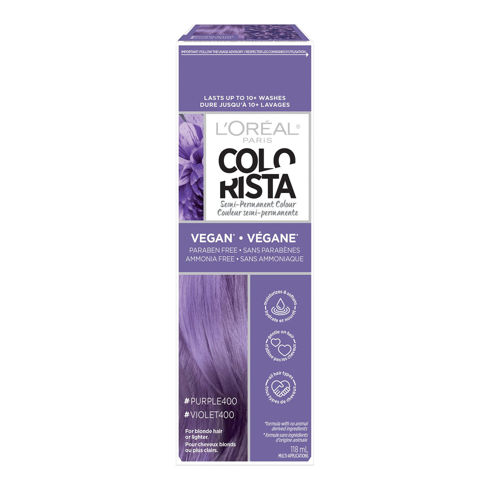Colorista Morado de L'Oreal Paris, aplicación suave para rubio claro, color temporal