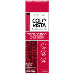 Colorista rojo brillante de L'Oreal Paris deposita color temporal en cabello rubio.