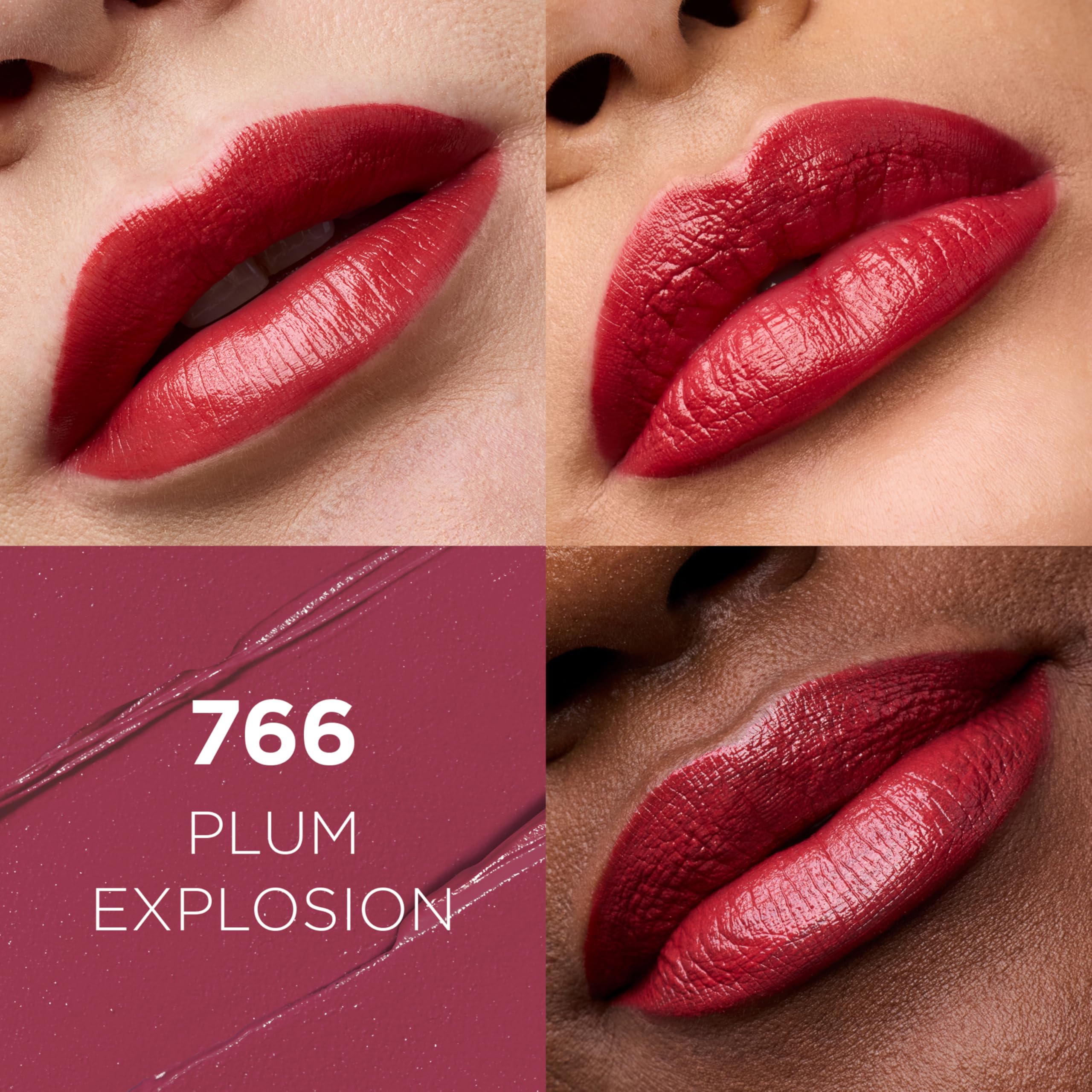 Muestra Plum Explosion para ver color intenso en labios.