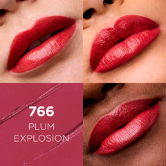 Muestra Plum Explosion para ver color intenso en labios.