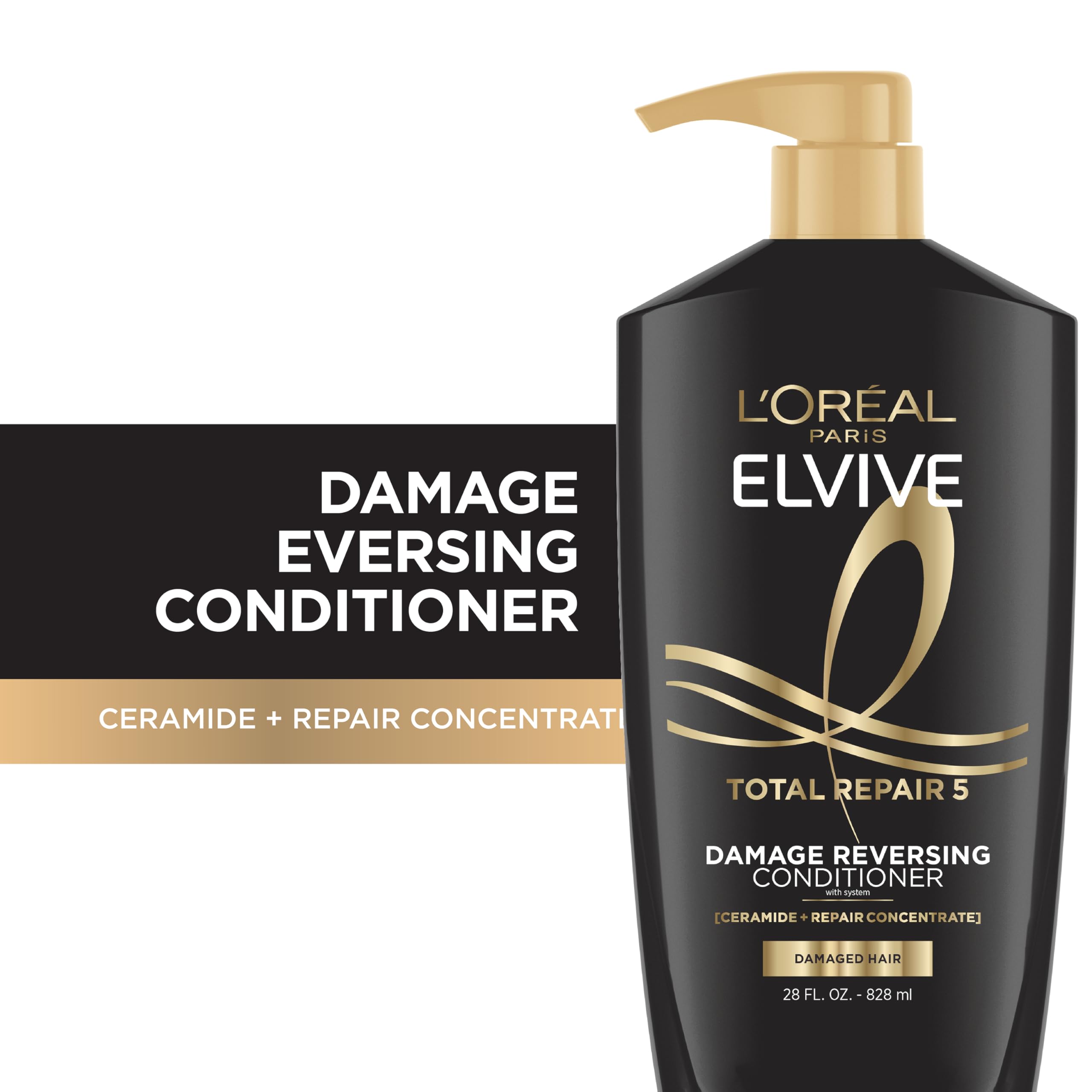 Aplicación suave de L'Oreal Paris Elvive Total Repair sobre el cabello.