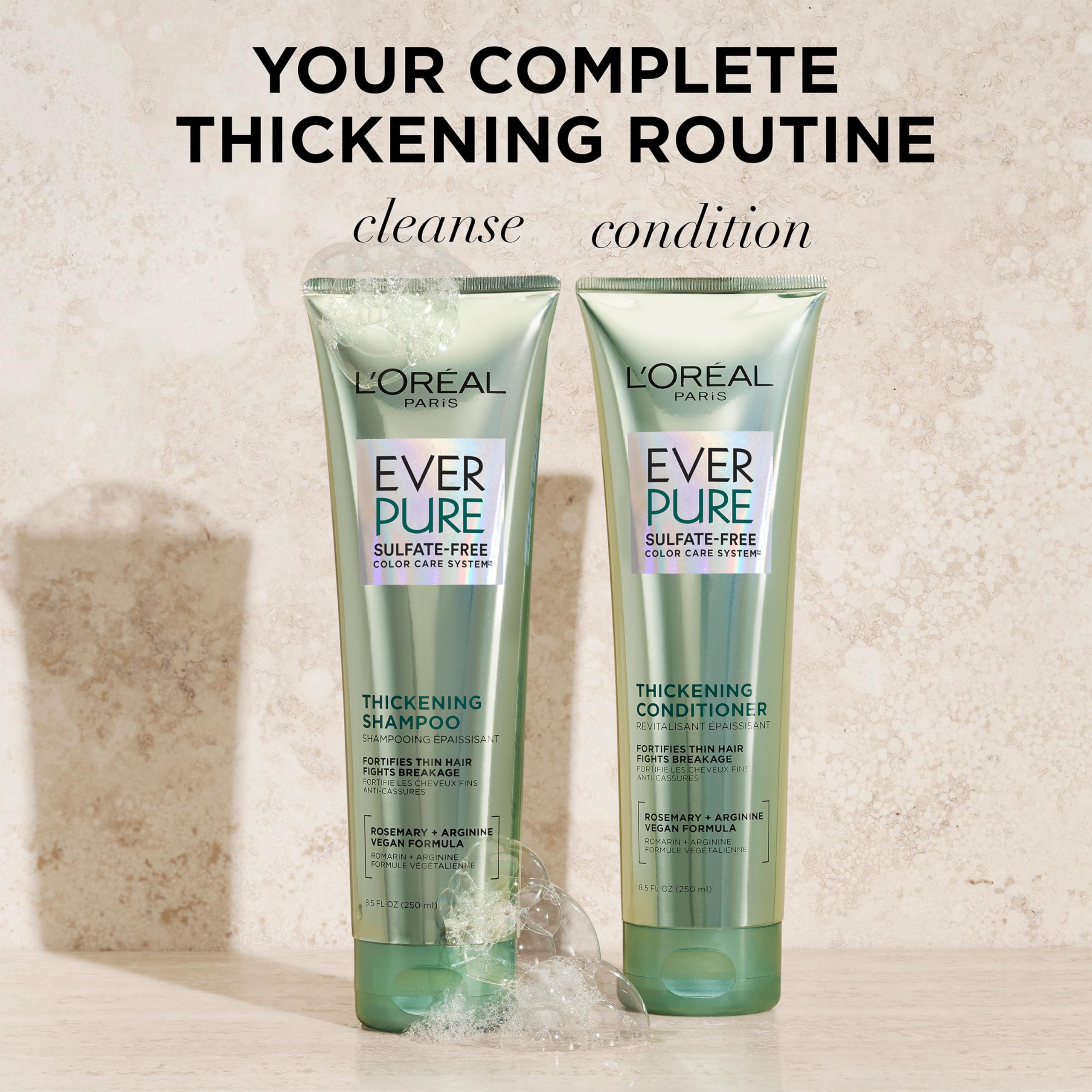 Aplicación suave de EverPure: masajear en cabello mojado para espuma rica