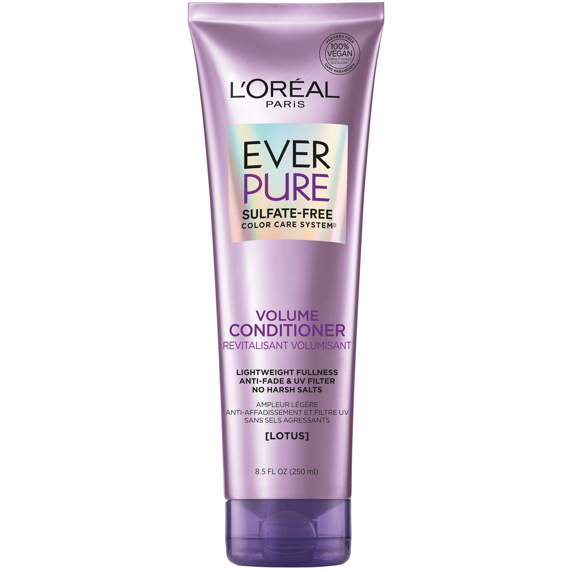 L’Oréal Paris EverPure Condicionador Volumen: botella visible, aporta cuerpo al cabello fino.