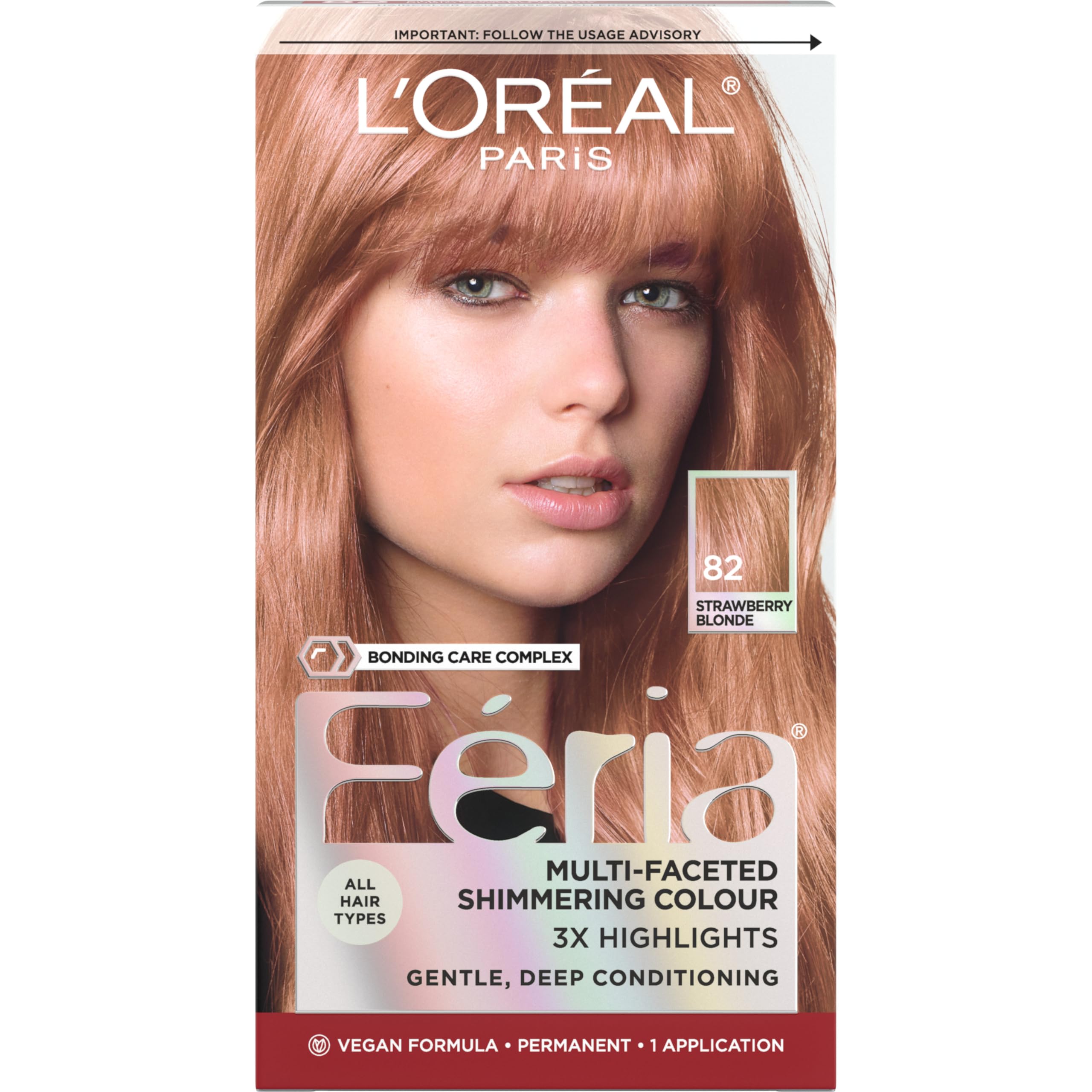L’Oréal Paris Feria rubio fresa 82: color intenso para un look vibrante.