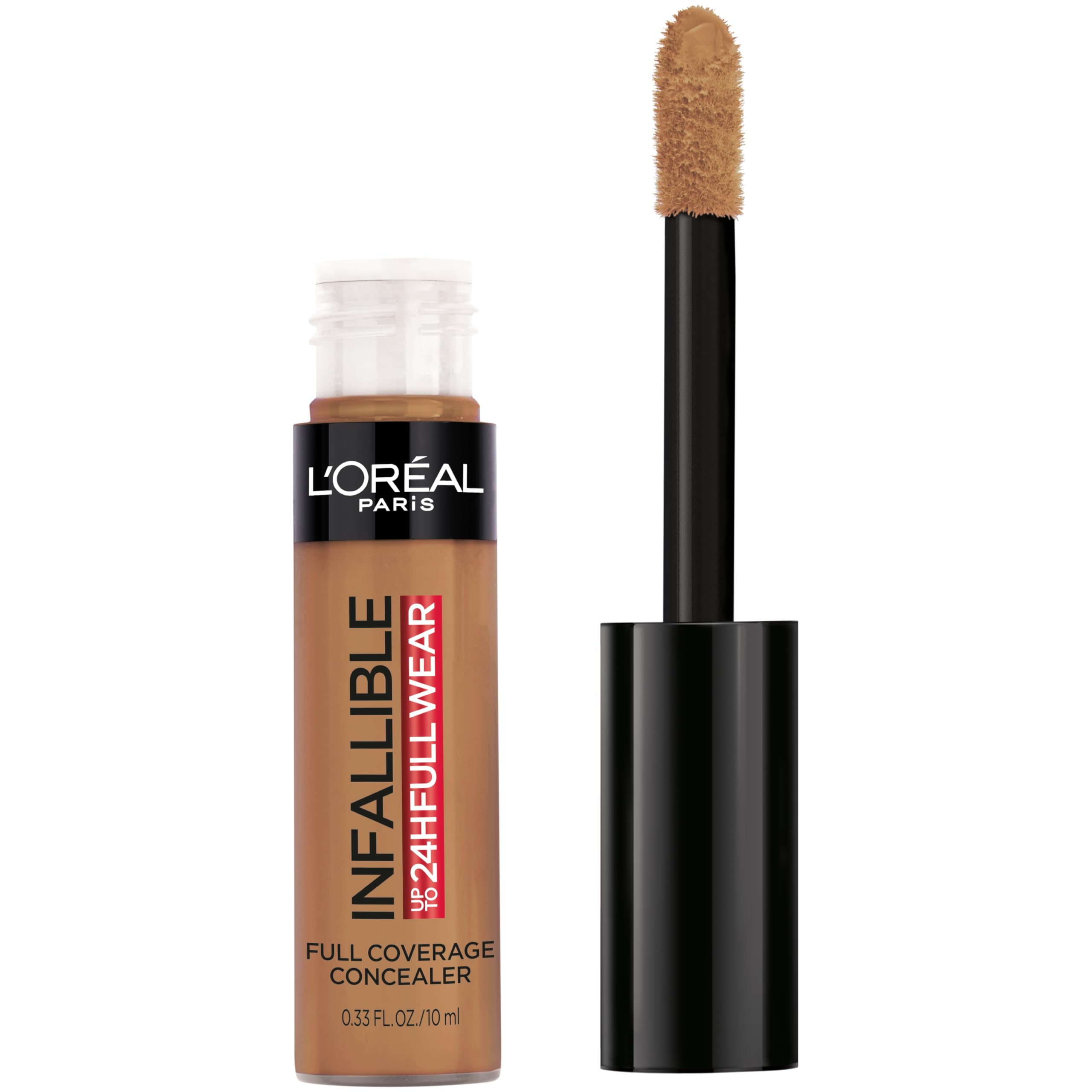 L'Oréal Paris Full Wear Concealer, aplicador extra grande para cobertura rápida y uniforme.