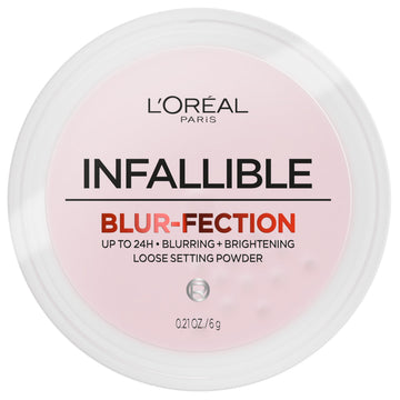 L’Oréal Paris Infallible Blur-fection polvo suelto en frasco, efecto difuminador suave.