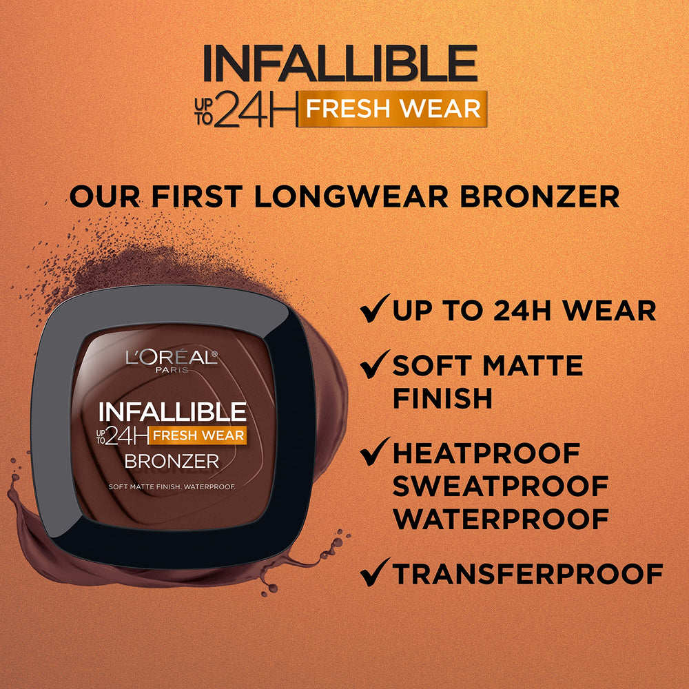 L'Oréal Paris Infallible Bronceador, enfoque de contorno natural para definición suave.
