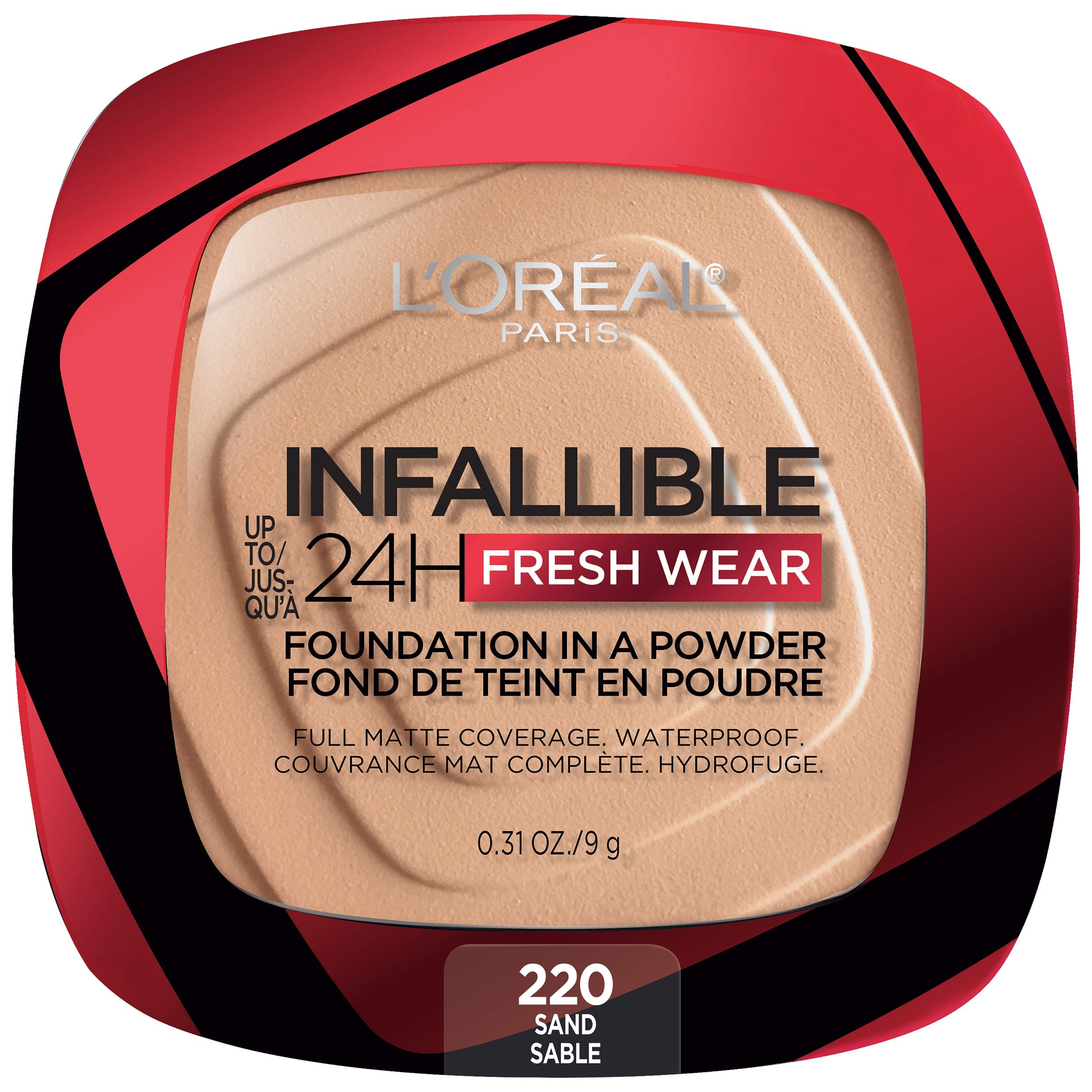L'Oréal Paris Infallible fundación en polvo, textura ligera para cobertura total y natural.