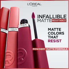 L'Oreal Paris Infallible Labial Mate resistente a la transferencia para uso diario.