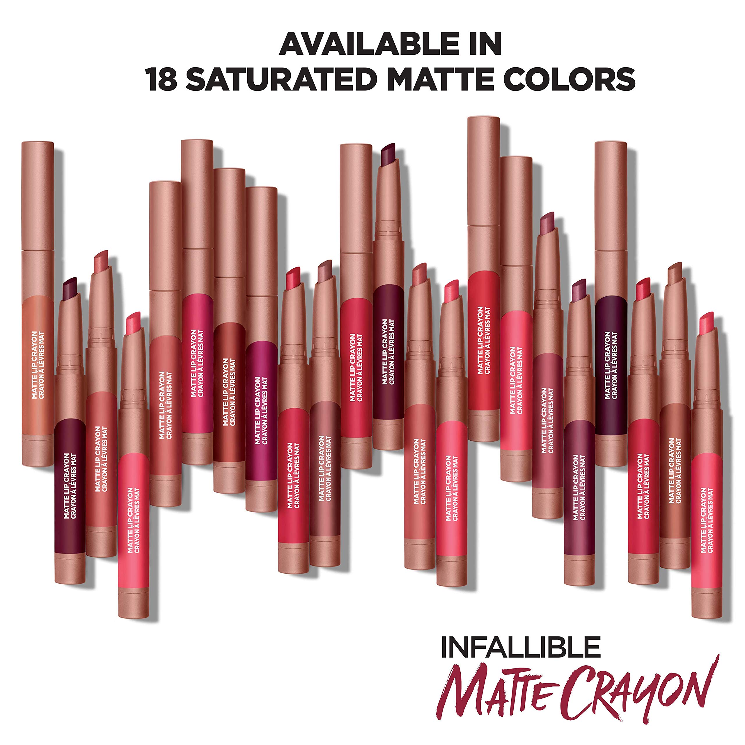 L’Oréal Paris Infallible Matte Lip Crayon Chocolate Delight, aroma de caramelo para experiencia agradable.