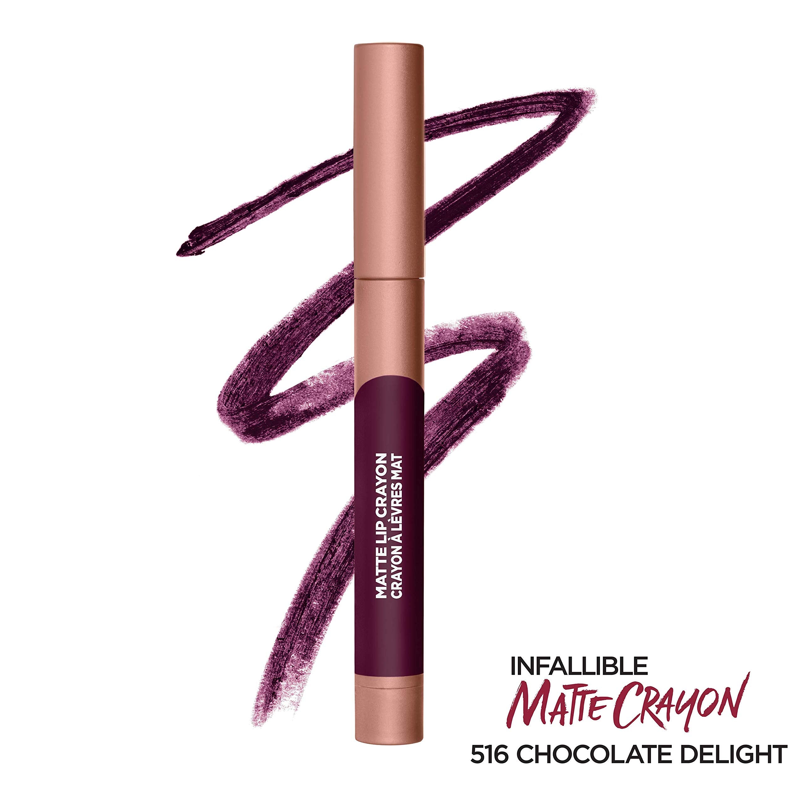 L’Oréal Paris Infallible Matte Lip Crayon Chocolate Delight, textura mate para acabado impecable.