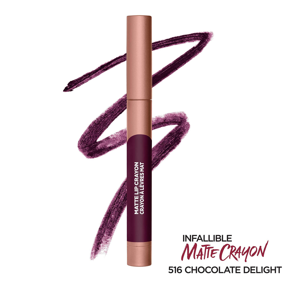 L’Oréal Paris Infallible Matte Lip Crayon Chocolate Delight, textura mate para acabado impecable.
