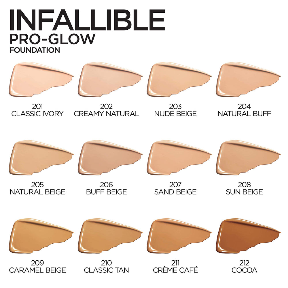 Base L'Oreal Paris Pro Glow con cobertura media y SPF para piel normal a seca.