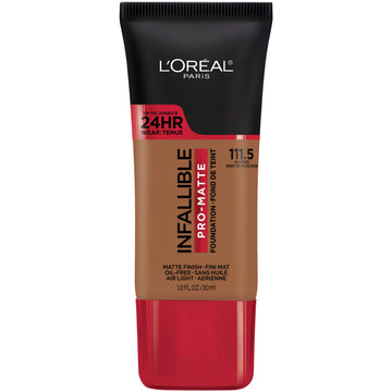 L'Oreal Paris Infallible Pro Matte Nutmeg en envase, acabado demi-mate suave.
