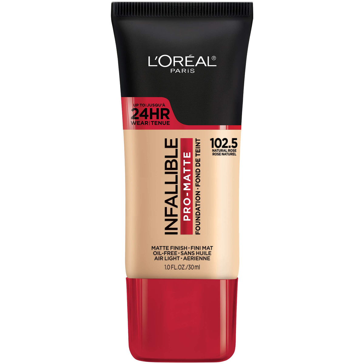 L'Oréal Paris Infallible Pro Matte Foundation, botella Natural Rose, acabado suave para la tez.