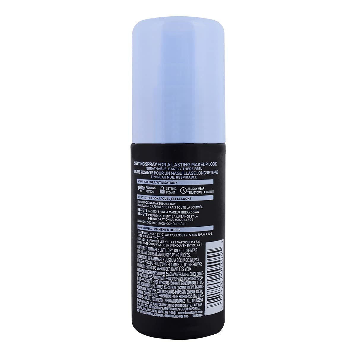 Spray ligero de L'Oreal Paris Pro-Spray para acabado natural durante todo el día.