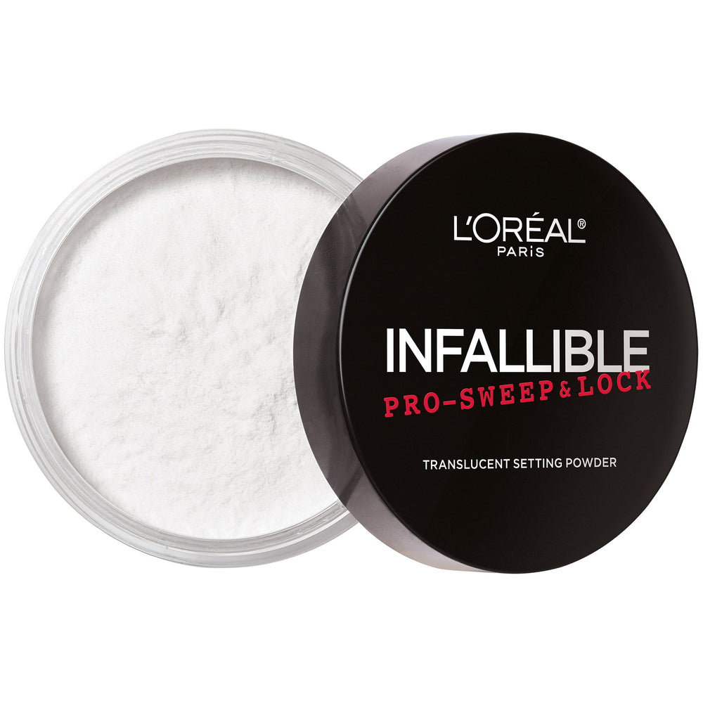 L'Oreal Paris Infallible Pro-Sweep y Lock, acabado mate con soft focus para piel lisa.