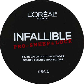 L'Oreal Paris Infallible Pro-Sweep y Lock, textura microfin, acabado suave y mate.