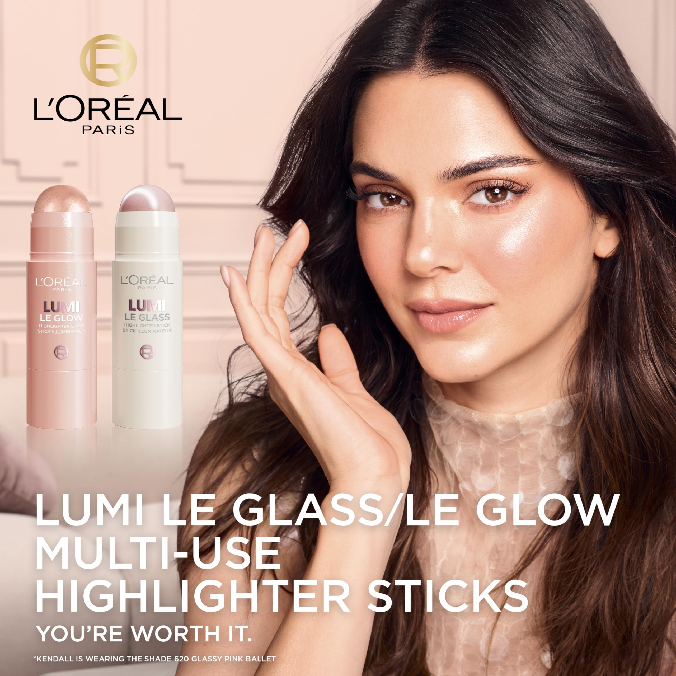 L'Oreal Paris Lumi Le Glass Highlighter Stick on neck or collarbone delivers radiant glow.